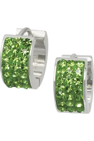 Amello Paar Creolen Ohrringe Edelstahl Creolen hellgrün (Creolen), Damen Creolen aus Edelstahl (Stainless Steel), silberfarben, hellgrün - Verkäufer: Fit4Style Silberschmuck - IMPPAC