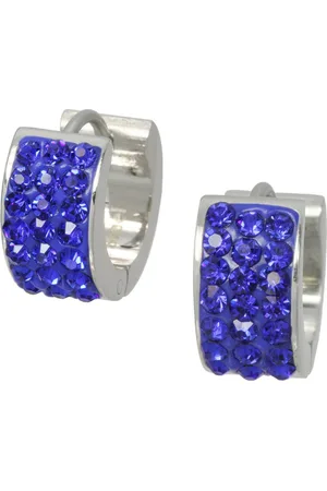 Amello Paar Creolen Ohrringe Edelstahl Creolen Damen (Creolen), Damen Creolen aus Edelstahl (Stainless Steel), silberfarben, blau - Verkäufer: Fit4Style Silberschmuck - IMPPAC