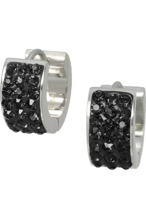 Amello Paar Creolen Ohrringe Edelstahl Creolen schwarz (Creolen), Damen Creolen aus Edelstahl (Stainless Steel), silberfarben, schwarz - Verkäufer: Fit4Style Silberschmuck - IMPPAC