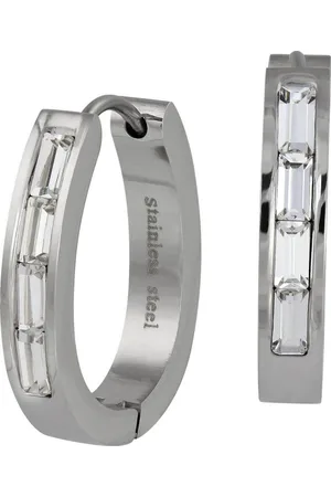 Amello Paar Creolen Ohrringe Edelstahl Creolen Oval (Creolen), Damen Creolen Oval Edelstahl (Stainless Steel), , weiß - Verkäufer: Fit4Style Silberschmuck - IMPPAC