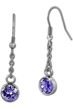 Amello Paar Ohrhänger Ohrringe Edelstahl Ohrhänger rund (Ohrhänger), Damen Ohrhänger rund aus Edelstahl (Stainless Steel) silberfarben lila - Verkäufer: Fit4Style Silberschmuck - IMPPAC