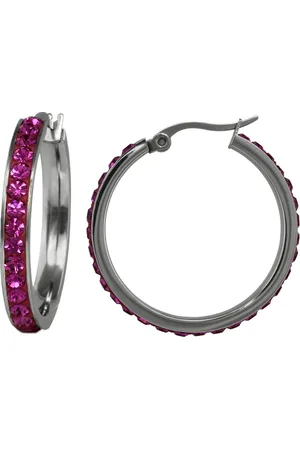 Amello Paar Creolen Ohrringe Edelstahl Creolen 30mm (Creolen), Damen Creolen Edelstahl (Stainless Steel), , pink, fuchsia - Verkäufer: Fit4Style Silberschmuck - IMPPAC