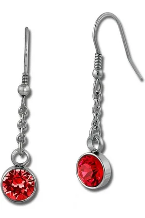 Amello Paar Ohrhänger Ohrringe Edelstahl Ohrhänger rund (Ohrhänger), Damen Ohrhänger rund aus Edelstahl (Stainless Steel) silberfarben, rot - Verkäufer: Fit4Style Silberschmuck - IMPPAC