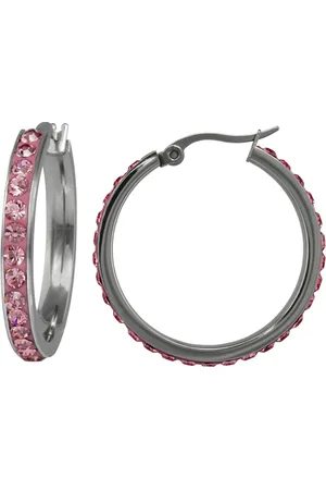Amello Paar Creolen Ohrringe Edelstahl Creolen 30mm (Creolen), Damen Creolen aus Edelstahl (Stainless Steel), silberfarben, rosa - Verkäufer: Fit4Style Silberschmuck - IMPPAC