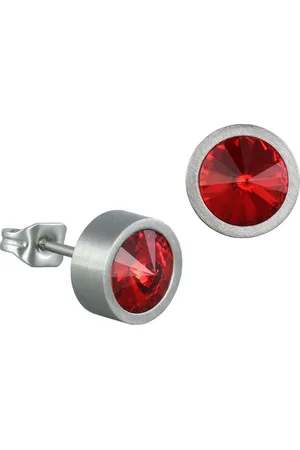 Amello Paar Ohrstecker Ohrringe Edelstahl Ohrstecker rund (Ohrstecker), Damen Ohrstecker rund Edelstahl (Stainless Steel), silberfarben, rot - Verkäufer: Fit4Style Silberschmuck - IMPPAC