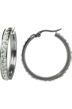 Amello Paar Creolen Ohrringe Edelstahl Creolen 30mm (Creolen), Damen Creolen aus Edelstahl (Stainless Steel), , weiß - Verkäufer: Fit4Style Silberschmuck - IMPPAC
