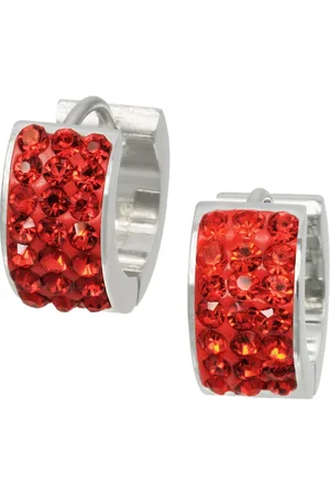 Amello Paar Creolen Ohrringe Edelstahl Creolen rot (Creolen), Damen Creolen aus Edelstahl (Stainless Steel), silberfarben, rot - Verkäufer: Fit4Style Silberschmuck - IMPPAC