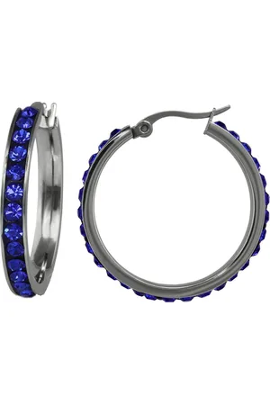 Amello Paar Creolen Ohrringe Edelstahl Creolen 30mm (Creolen), Damen Creolen aus Edelstahl (Stainless Steel), silberfarben, blau - Verkäufer: Fit4Style Silberschmuck - IMPPAC