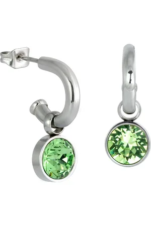 Amello Paar Creolen Ohrringe Edelstahl Creolen hellgrün (Creolen), Damen Creolen aus Edelstahl (Stainless Steel), silberfarben, hellgrün - Verkäufer: Fit4Style Silberschmuck - IMPPAC