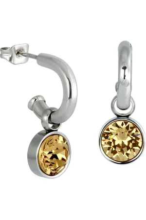 Amello Paar Creolen Ohrringe Edelstahl Creolen (Creolen), Damen Creolen aus Edelstahl (Stainless Steel), silber, gelb, bernstein - Verkäufer: Fit4Style Silberschmuck - IMPPAC