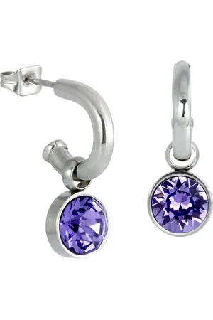 Amello Paar Creolen Ohrringe Edelstahl Creolen lila (Creolen), Damen Creolen aus Edelstahl (Stainless Steel), silberfarben, lila - Verkäufer: Fit4Style Silberschmuck - IMPPAC