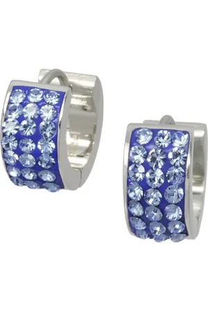 Amello Paar Creolen Ohrringe Edelstahl Creolen Damen (Creolen), Damen Creolen aus Edelstahl (Stainless Steel), silberfarben, blau - Verkäufer: Fit4Style Silberschmuck - IMPPAC