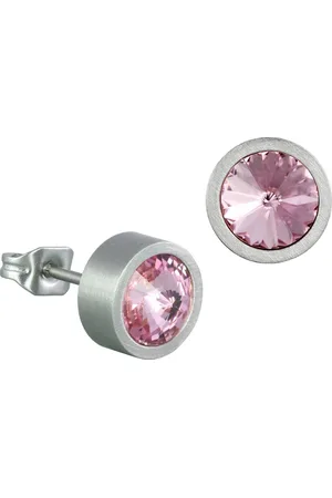 Amello Paar Ohrstecker Ohrringe Edelstahl Ohrstecker rund (Ohrstecker), Damen Ohrstecker rund aus Edelstahl (Stainless Steel), silber, rosa - Verkäufer: Fit4Style Silberschmuck - IMPPAC