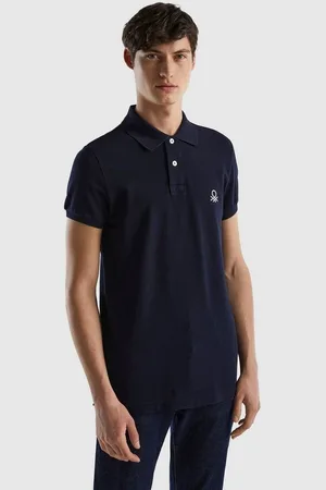 Benetton Poloshirt mit großem Label-Badge