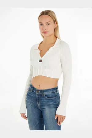 Tommy Hilfiger Strickpullover TJW XS BADGE RIB COLLAR SWEATER mit V-Ausschnitt