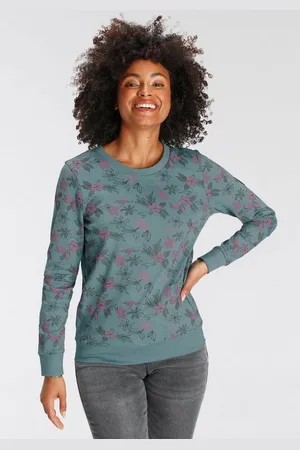 KangaROOS Sweatshirt Langarm, lässiger Schnitt, geblümtes Muster, Rundhalsausschnitt