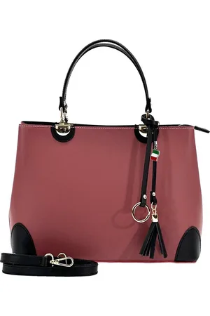 Florence Handtasche Handtasche Damen Umhängetasche (Handtasche), Damen Leder Handtasche, Umhängetasche, altrosa, schwarz ca. 32cm - Verkäufer: Fit4Style Silberschmuck - IMPPAC