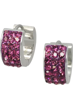 Amello Paar Creolen Ohrringe Edelstahl Creolen Damen (Creolen), Damen Creolen aus Edelstahl (Stainless Steel), silber, flieder, pink - Verkäufer: Fit4Style Silberschmuck - IMPPAC
