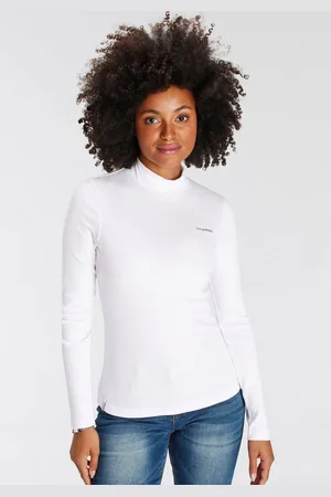 KangaROOS Longsleeve Langarm, sehr figurbetont, unifarben, Stehkragen
