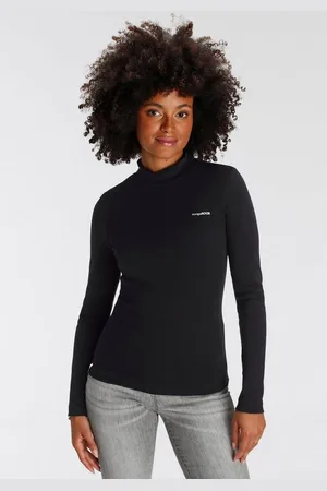 KangaROOS Longsleeve Langarm, sehr figurbetont, unifarben, Stehkragen
