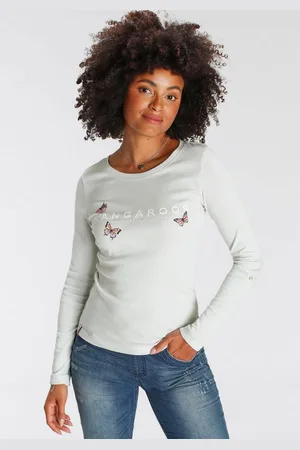 KangaROOS Langarmshirt krempelbare Ärmel, sehr figurbetonter Schnitt