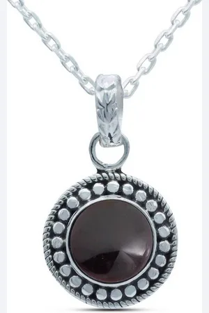 mantraroma Kette mit Anhänger KUMAWAY groß aus 925 Silber mit Granat (Kettenanhänger uns Kette), 925 Sterling Silber Ketten mit Kettenanhänger für Damen - Verkäufer: