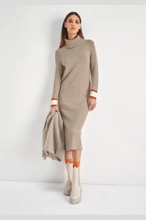 Daniel Hechter Strickkleid wadenlang, mit Rollkragen, aus Viskosemischung, lange Raglanärmel