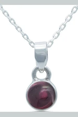 mantraroma Kette mit Anhänger SAMA rund aus 925 Silber mit Granat (Kettenanhänger uns Kette), 925 Sterling Silber Ketten mit Kettenanhänger für Damen - Verkäufer: