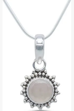 mantraroma Kette mit Anhänger BUWAN rund aus 925 Silber mit Rosenquarz (Kettenanhänger uns Kette), 925 Sterling Silber Ketten mit Kettenanhänger für Damen - Verkäufer: