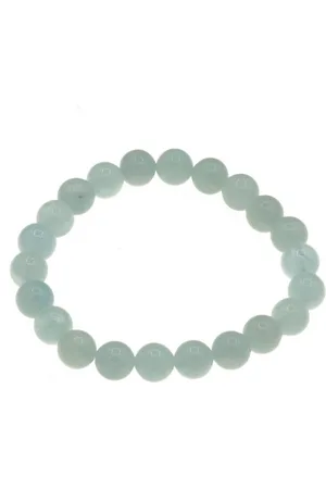 Bella Carina Perlenarmband Armband mit Aquamarin Perlen 8 mm elastsisch, mit 8 mm Aquamarin Edelstein Perlen - Verkäufer: