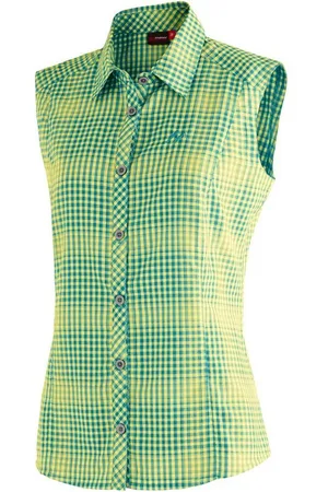 Maier Sports Funktionsbluse Paloma Karierte, ärmellose Bluse für Wandern, Reisen und Freizeit