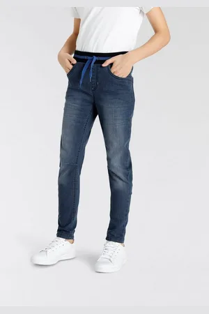 KangaROOS Schlupfjeans, Stretch-Jeans mit schmalem Bein für Jungen schmale Beinform, Used-Waschung, komfortable Leibhöhe