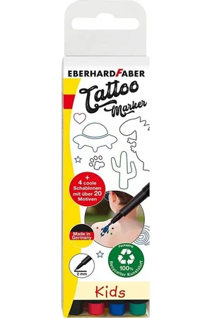 Eberhard Faber Schmuck-Tattoo Tattoo Marker Kids 4er Set, mit 4 Schablonen abwaschbar - Verkäufer: okluge