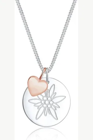 Elli Kette mit Anhänger Edelweiss Herz Anhänger Bi-Color 925 Silber, Edelweiss - Verkäufer: JULIE & GRACE GmbH