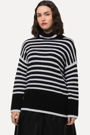Ulla Popken Strickpullover Pullover Streifen Rippstrick Rollkragen Langarm - Verkäufer: Popken Fashion Group