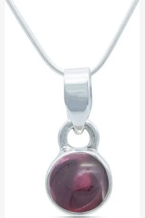 mantraroma Kette mit Anhänger SAMA rund aus 925 Silber mit Granat (Kettenanhänger uns Kette), 925 Sterling Silber Ketten mit Kettenanhänger für Damen - Verkäufer: