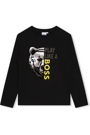 HUGO BOSS Langarmshirt Langarmtshirt in Schwarz mit Bären Print - Verkäufer: coolkids-store