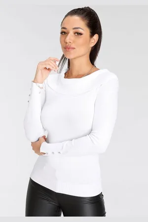 melrose Carmenpullover mit Zierknöpfen
