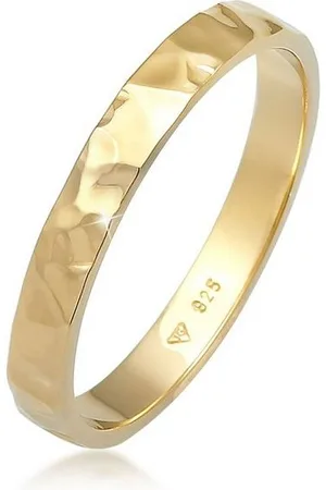 Elli Fingerring Basic Bandring Fein Gehämmert 925 Silber