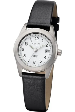 Regent Quarzuhr Damen Uhr F-660 Leder Quarzwerk, (Analoguhr), Damen Armbanduhr rund, klein (ca. 26mm), Lederarmband - Verkäufer: Fit4Style Silberschmuck - IMPPAC