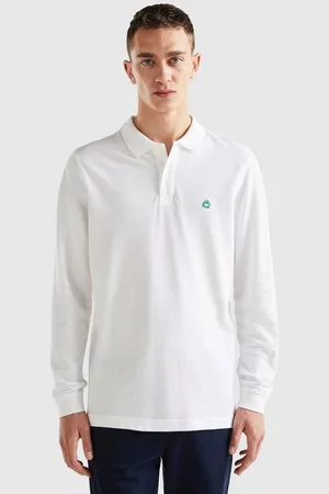Benetton Langarm-Poloshirt mit seitlichen, kleinen Schlitzen