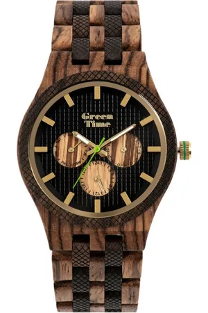 Green Time Chronograph ZW147A, Armbanduhr, Quarzuhr, Herrenuhr, Holzuhr, Leuchtzeiger, Datum
