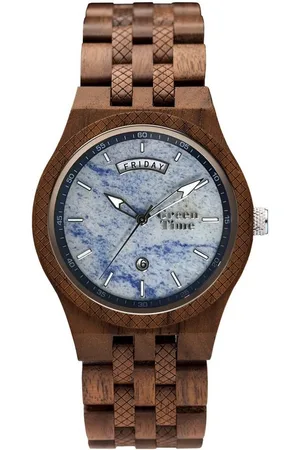 Green Time Quarzuhr ZW146B, Armbanduhr, Herrenuhr, Holzuhr, Leuchtzeiger, Datum