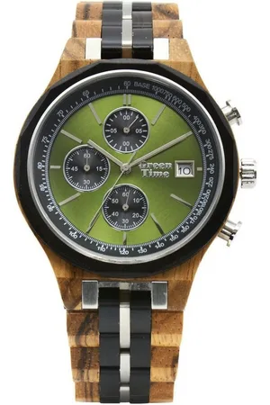 Green Time Chronograph ZW176C, Armbanduhr, Quarzuhr, Herrenuhr, Holzuhr, Datum