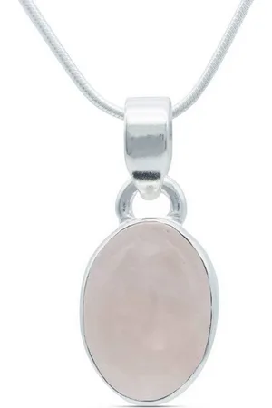 mantraroma Kette mit Anhänger SAMA oval aus 925 Silber mit Rosenquarz (Kettenanhänger uns Kette), 925 Sterling Silber Ketten mit Kettenanhänger für Damen - Verkäufer: