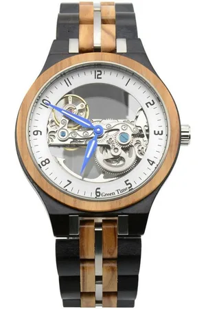 Green Time Automatikuhr ZW171B, Armbanduhr, Herrenuhr, Holzuhr, Leuchtzeiger