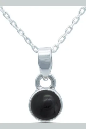 mantraroma Kette mit Anhänger SAMA rund aus 925 Silber mit Onyx (Kettenanhänger uns Kette), 925 Sterling Silber Ketten mit Kettenanhänger für Damen - Verkäufer: