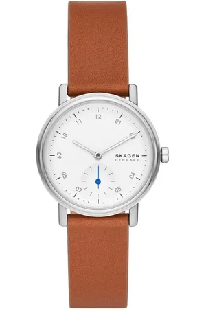 Skagen Quarzuhr KUPPEL LILLE SKW3103, Armbanduhr, Damenuhr, dezentrale Sekunde, Lederarmband