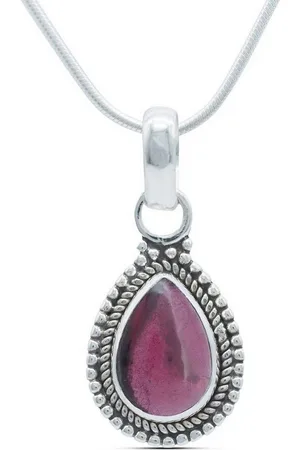 mantraroma Kette mit Anhänger NILA Tropfen aus 925 Silber mit Granat (Kettenanhänger uns Kette), 925 Sterling Silber Ketten mit Kettenanhänger für Damen - Verkäufer: