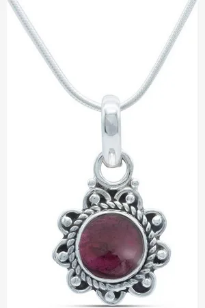 mantraroma Kette mit Anhänger JORO aus 925 Silber mit Granat (Kettenanhänger uns Kette), 925 Sterling Silber Ketten mit Kettenanhänger für Damen - Verkäufer: